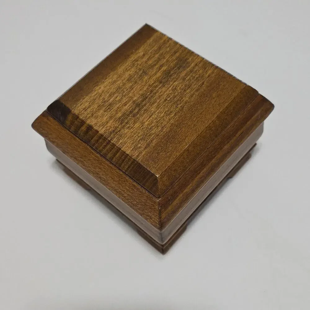 Vintage Small Wooden Jewelry Storage Square Decor Box With Removable Lid